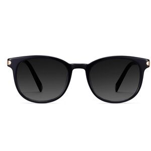 Warby Parker Durand Sunglasses Jet Black Gold Polarized Wide